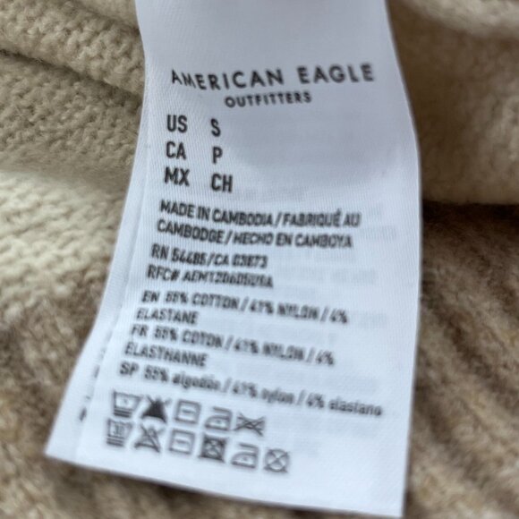 American Eagle Sweater Mens Small Brown Cream Stripe Knit Pullover Casual Y2K - Picture 4 of 10